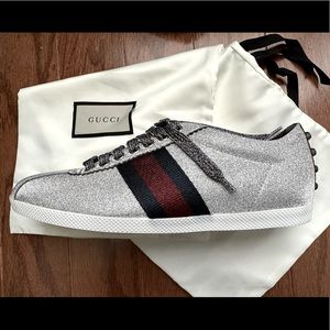GUCCI Sylvie Web Accent Glitter Accents Sneakers